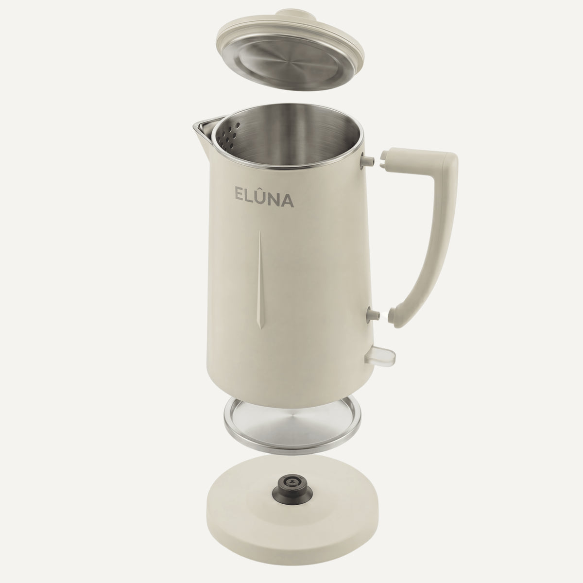 Stille waterkoker 1,7L pistache creme, ELÛNA Scandinavisch design met fluisterstille werking voor je ritueelmoment