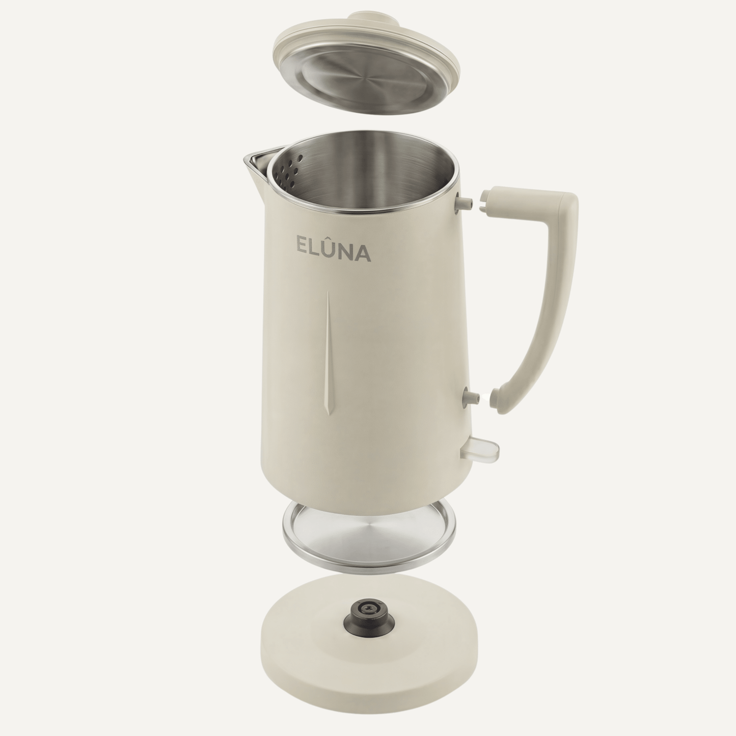WATERKOKER 1.7L - ELÛNA - Beige stille waterkoker 1 liter Japandi design | Energiezuinig elektrische waterkoker BPA - vrij RVS binnenkant