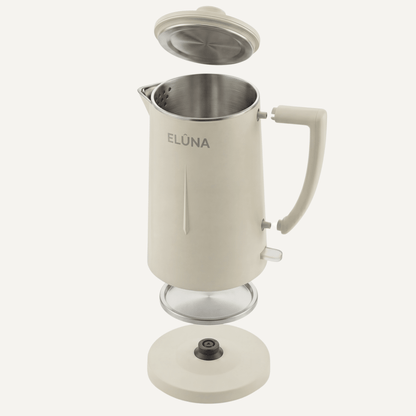 WATERKOKER 1.7L - ELÛNA - Beige stille waterkoker 1 liter Japandi design | Energiezuinig elektrische waterkoker BPA - vrij RVS binnenkant