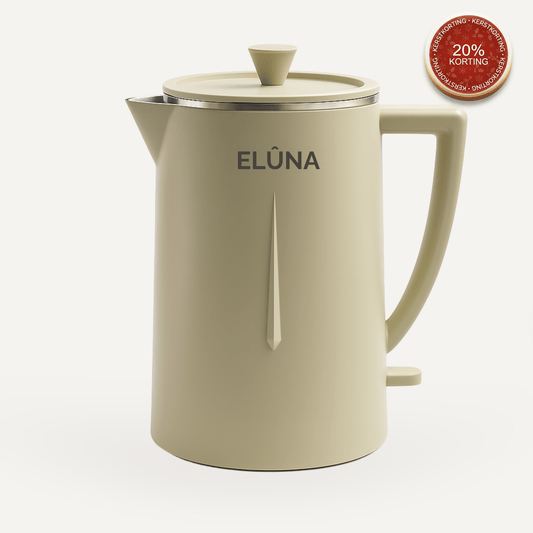 WATERKOKER 1.7L - ELÛNA - Beige stille waterkoker 1 liter Japandi design | Energiezuinig elektrische waterkoker BPA - vrij RVS binnenkant